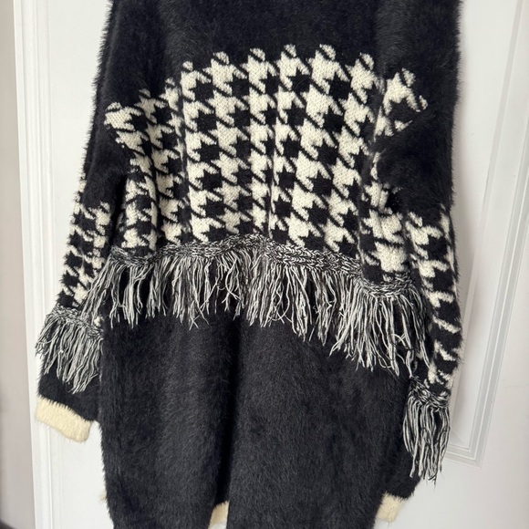 ESQUALO Fuzzy Houndstooth Print Cardigan size M - Picture 7 of 9